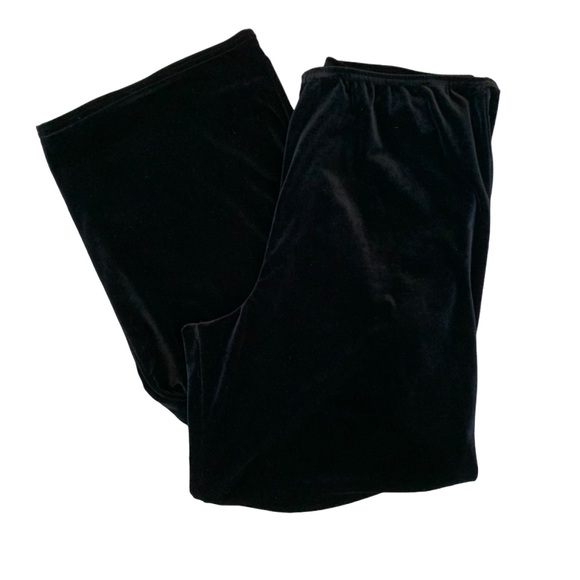 VINTAGE KATHIE LEE COLLECTION Pants Velvet Black Stretchy Wide Straight Leg EUC - Picture 1 of 10